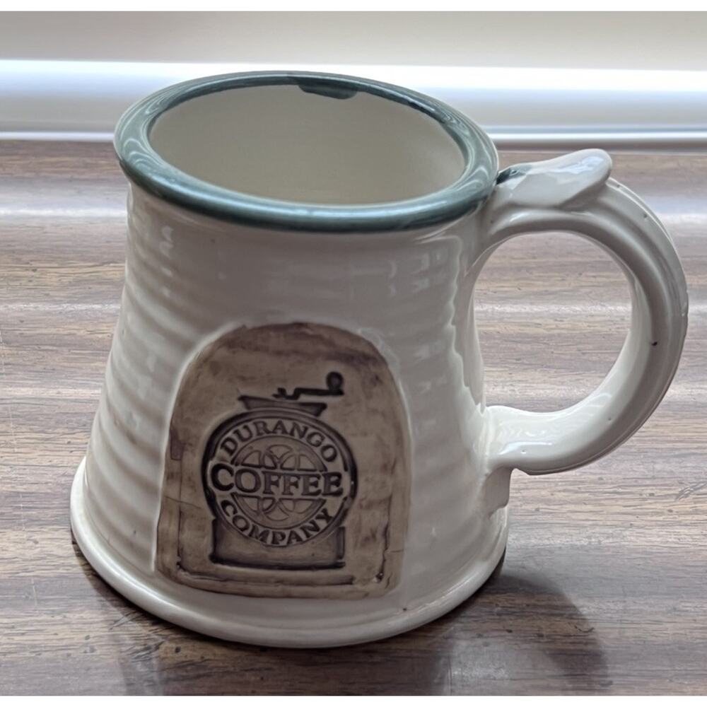 Signed XL Durango Coffee Company Stoneware Pottery Coffee Mug Old Logo Rare